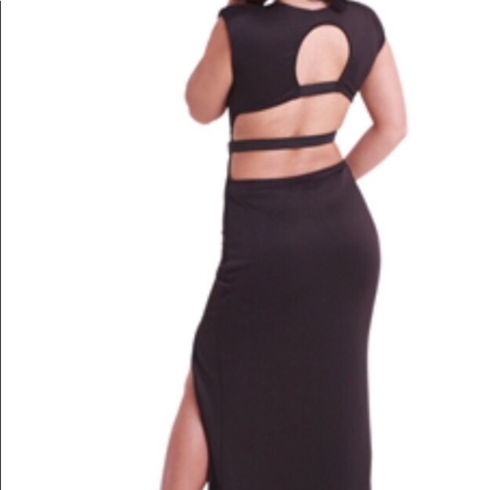😍 Long Black Bodycon Dress Open Back - Picture 2 of 2